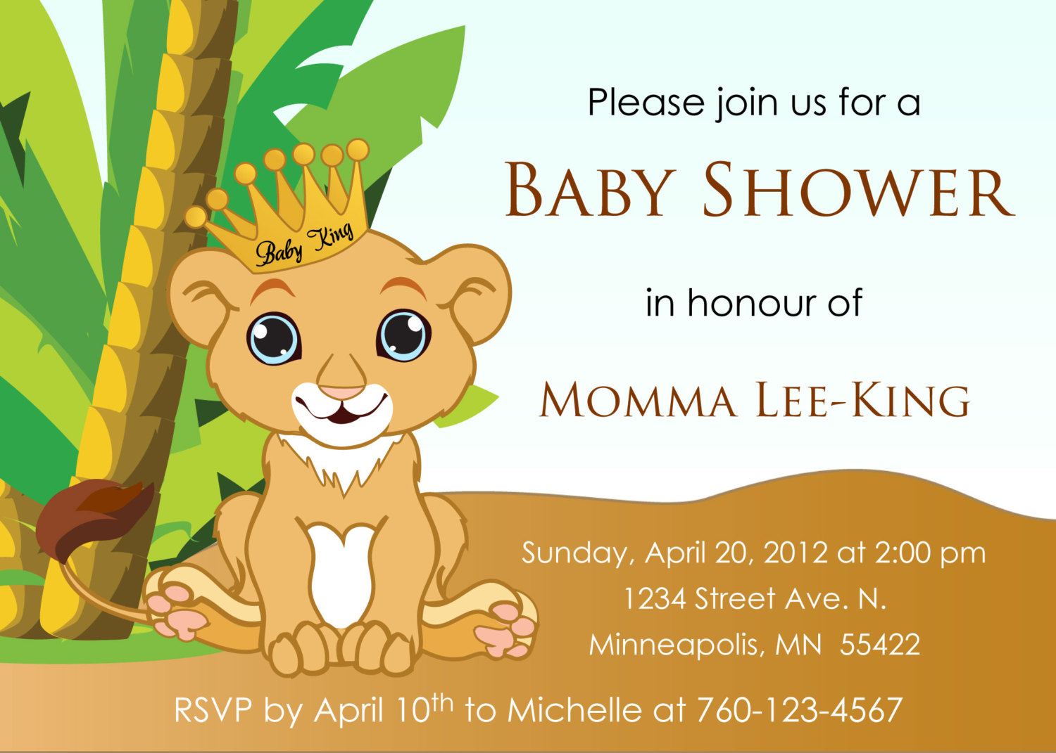 Lion King Bbay Shower Invitation