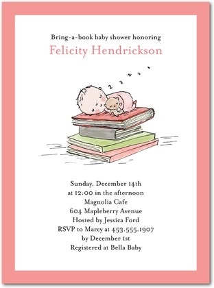 Book Themed Baby Shower Invitations Pink