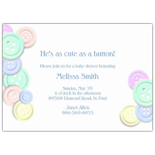 Cute as Button Baby Shower Invitation simple
