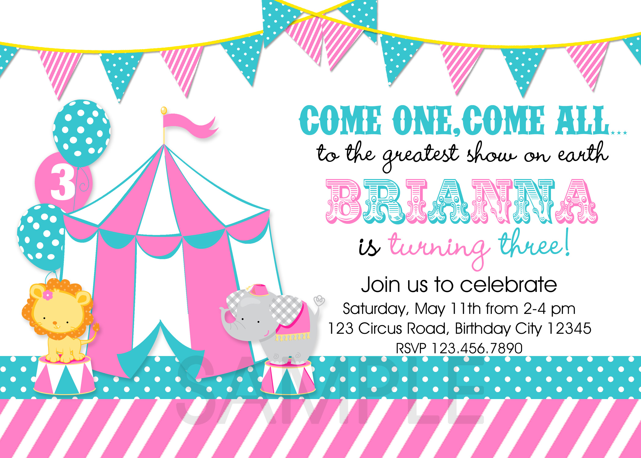 Circus Themed Birthday Party Invitations DolanPedia Invitations