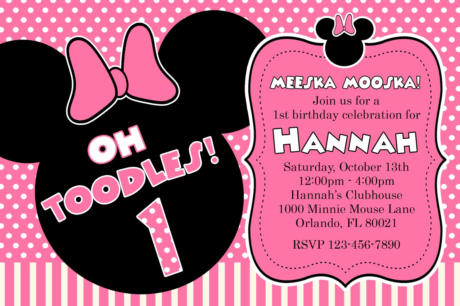 Free Printable Minnie Mouse Birthday Invitations  Dolanpedia Intended For Minnie Mouse Card Templates
