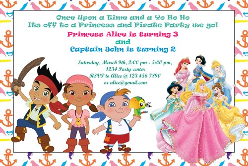 Princess And Pirate Birthday Party Invitations DolanPedia Invitations 
