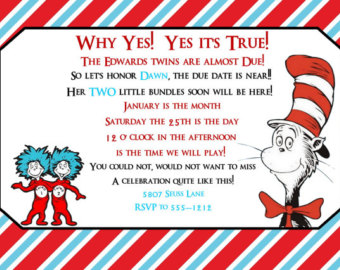 Dr Seus Baby Shower Invitation