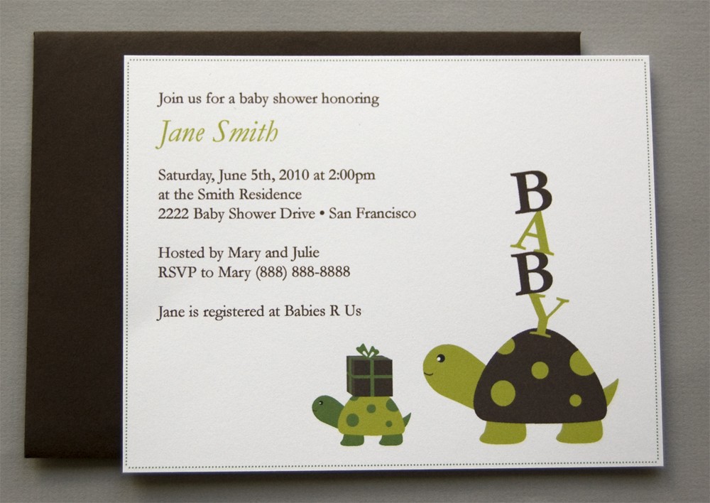 Turtle Baby Shower Invitation Templates 1