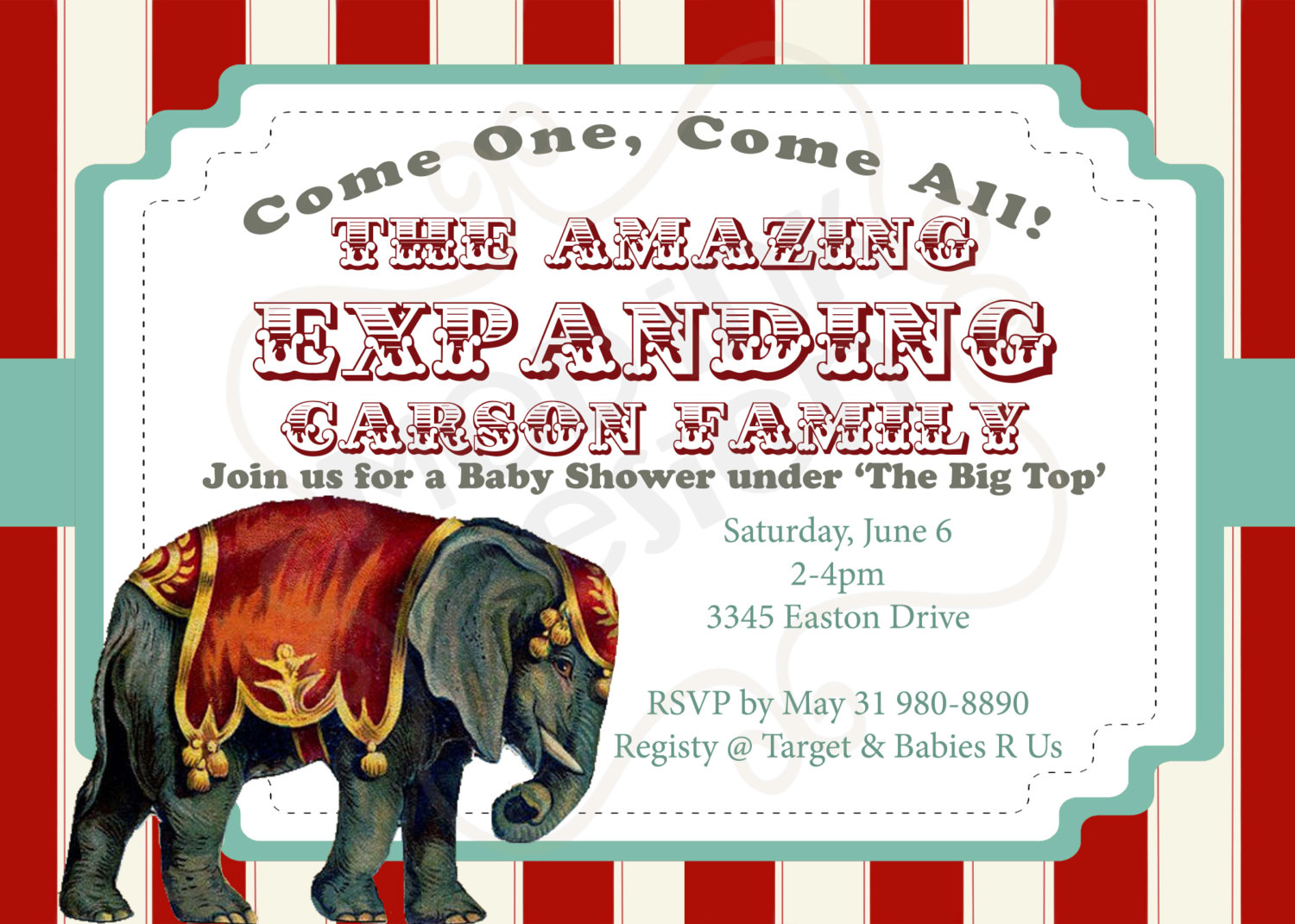 Circus Baby Shower Invitations