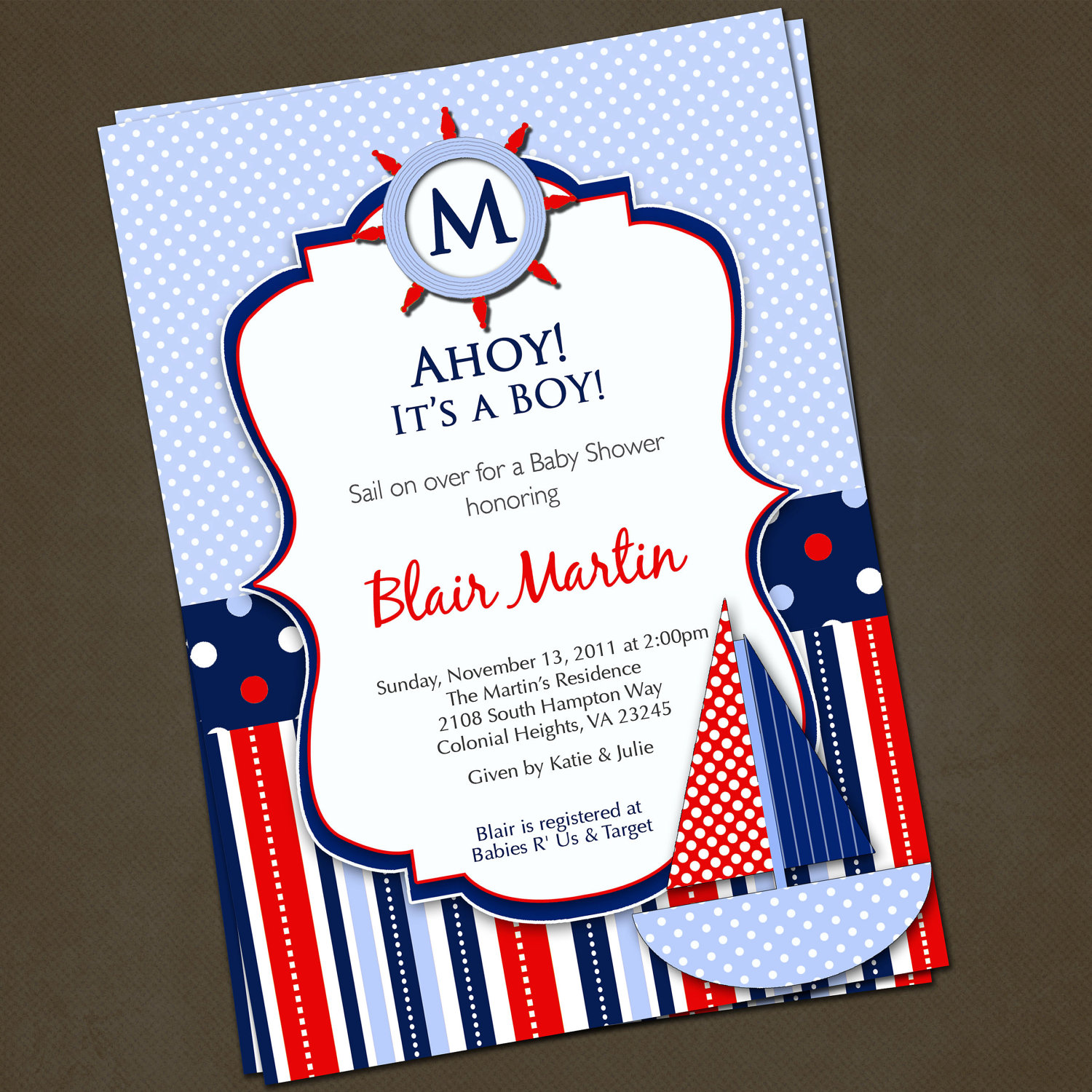 Nautical Themes Baby Shower Invitations1