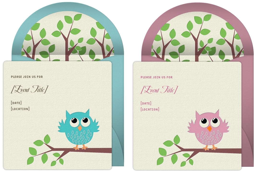 Owl Theme Baby Shower Invitations 2