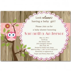 Owl Theme Baby Shower Invitations