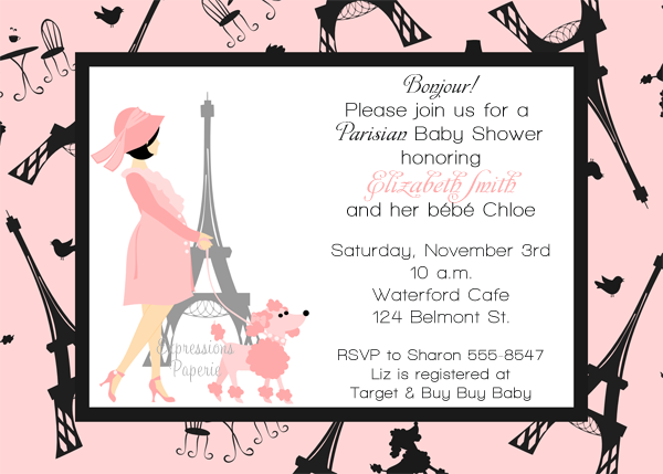 Paris Baby Shower Invitations