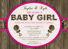 Pink Camo Baby Shower Invitations