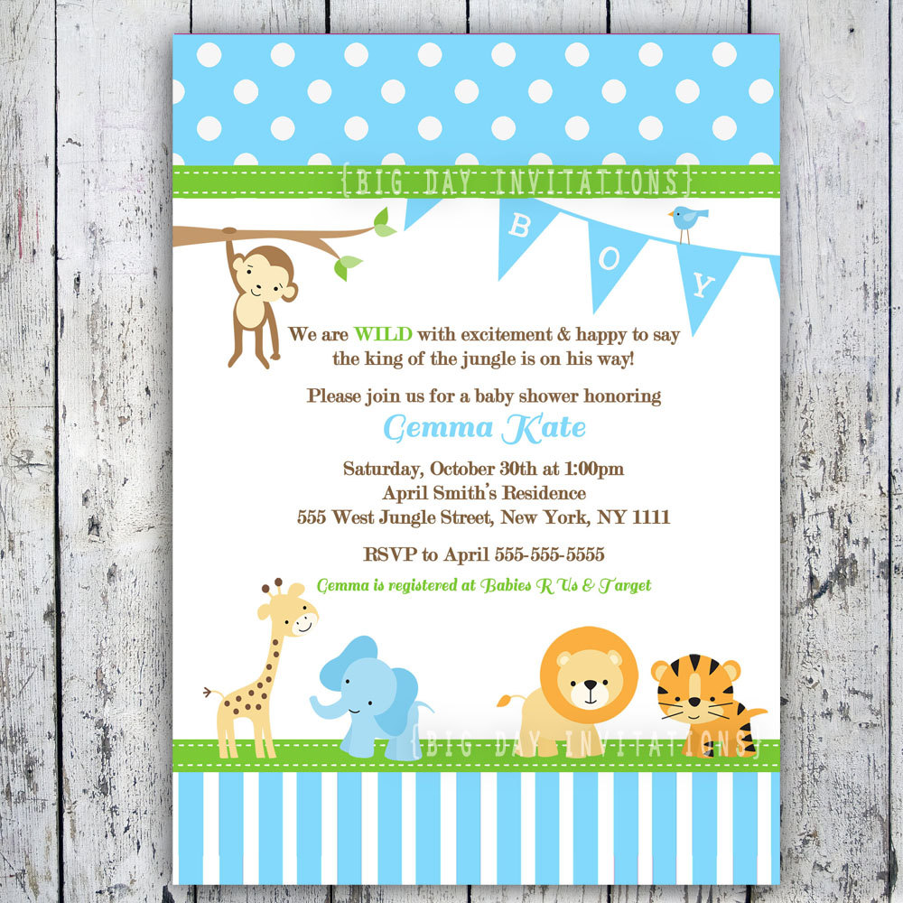 Safari Baby Shower Invitations