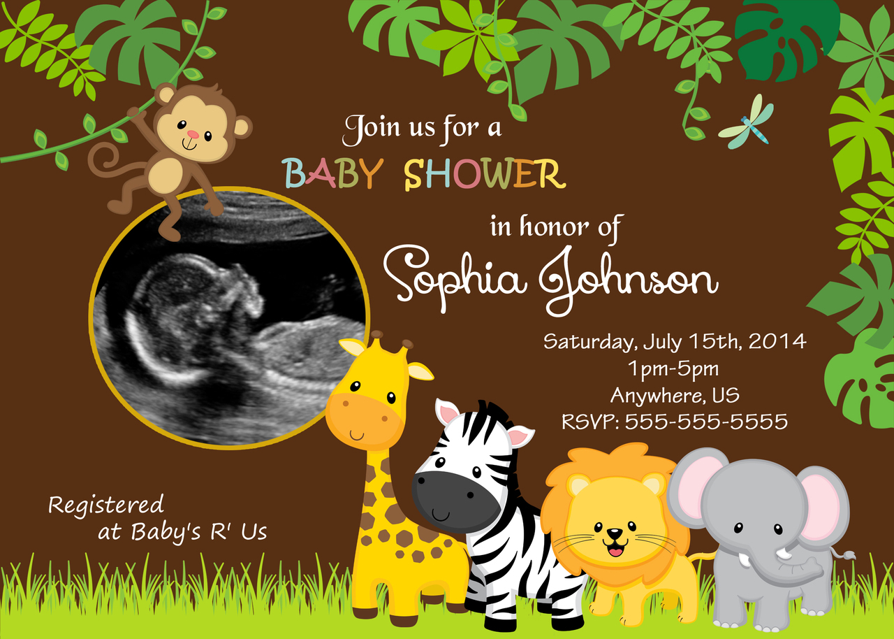 Safari Themes Bbay SHower invitations