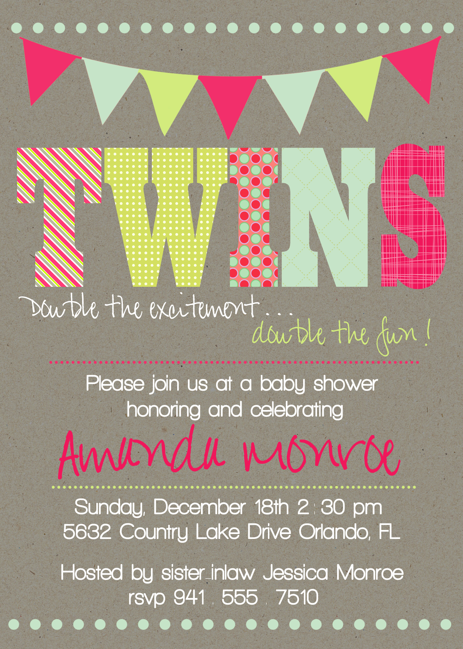 Twin Baby Girl Shower Invitations2