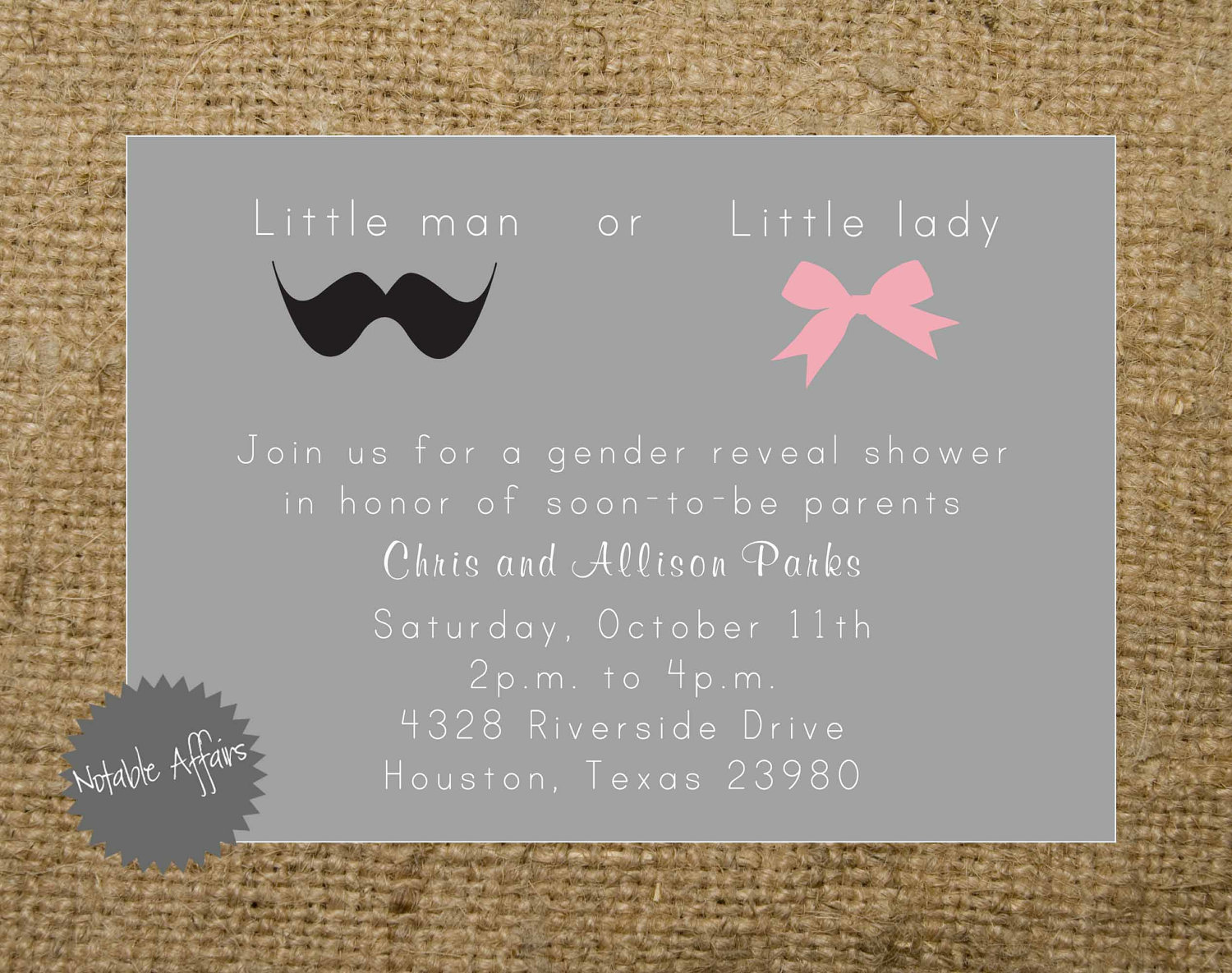 Gender Reveal Baby Shower Invitations