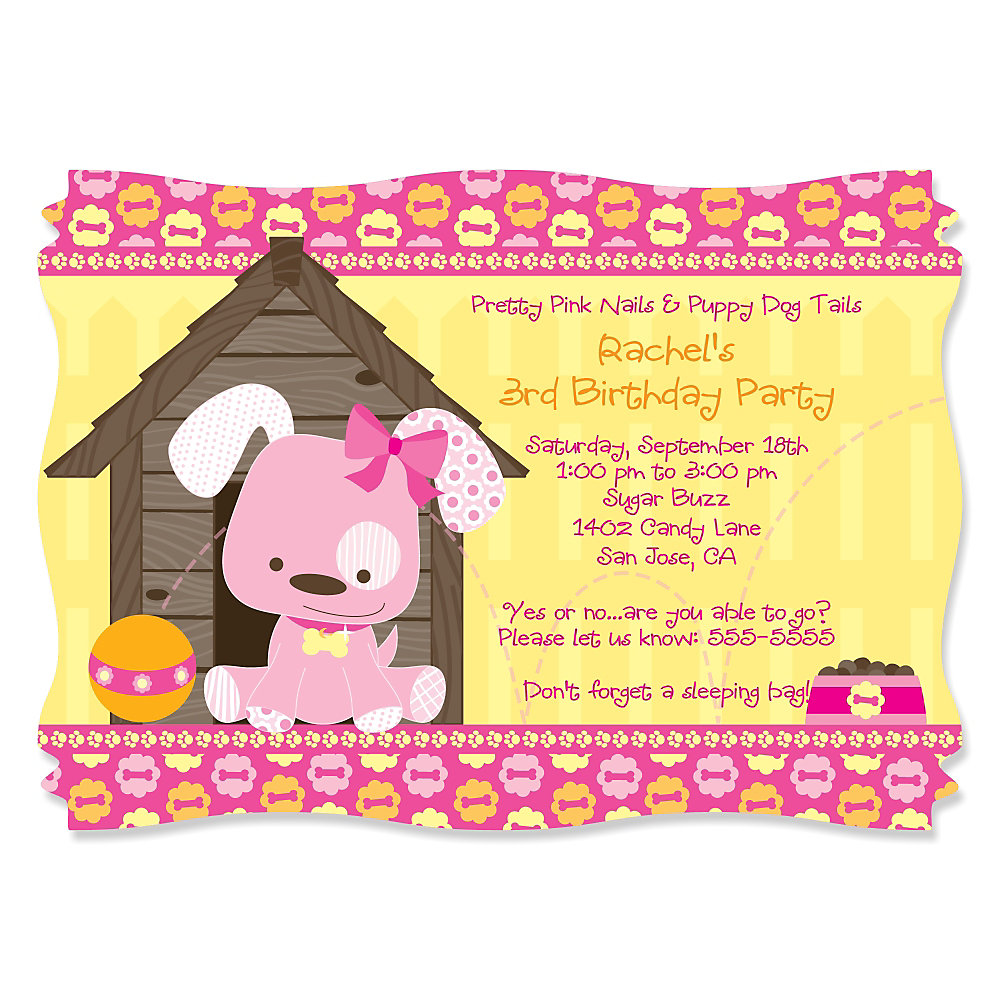 Vet Editable dog and Cat Birthday Invitation Let's Pawty Birthday Puppy & Kitten Pawty Invite a62 Pink Girl Doggie Shelter Animal