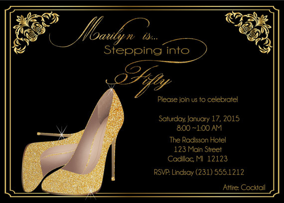 Shoes Sample Invitations For 50Th Birthday 4