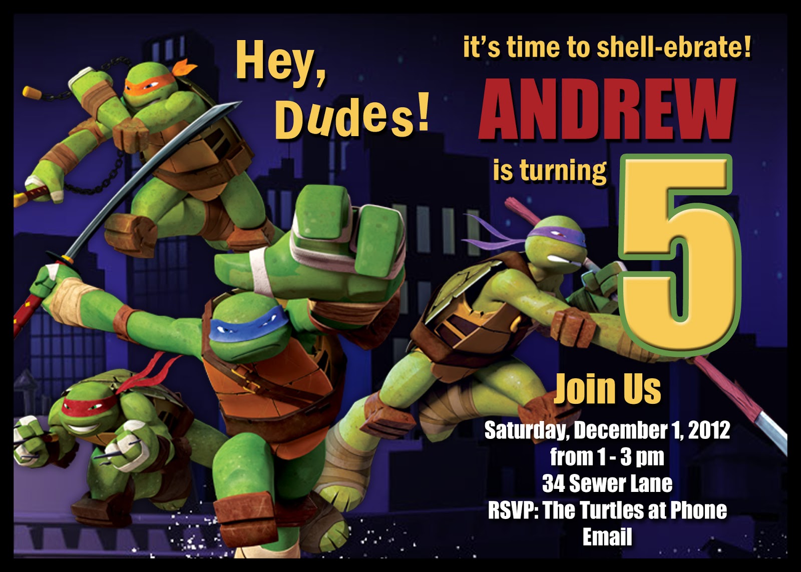Teenage Mutant Ninja Turtle Birthday Party Invitations Dolanpedia
