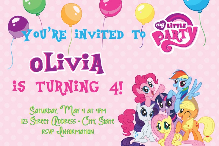 My Little Pony Birthday Party Invitations personnalisé