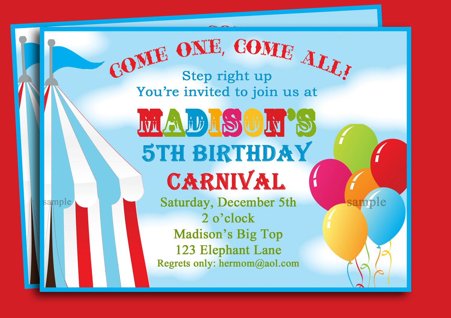 Carnival Themed Birthday Party Invitations Dolanpedia