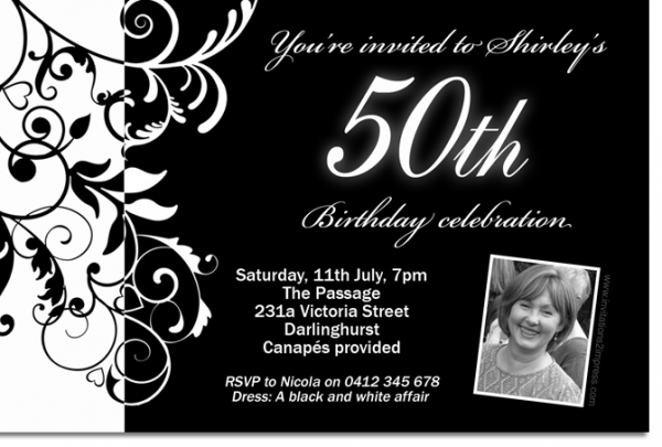 Black-And-White-Birthday-Invitation-With-photo