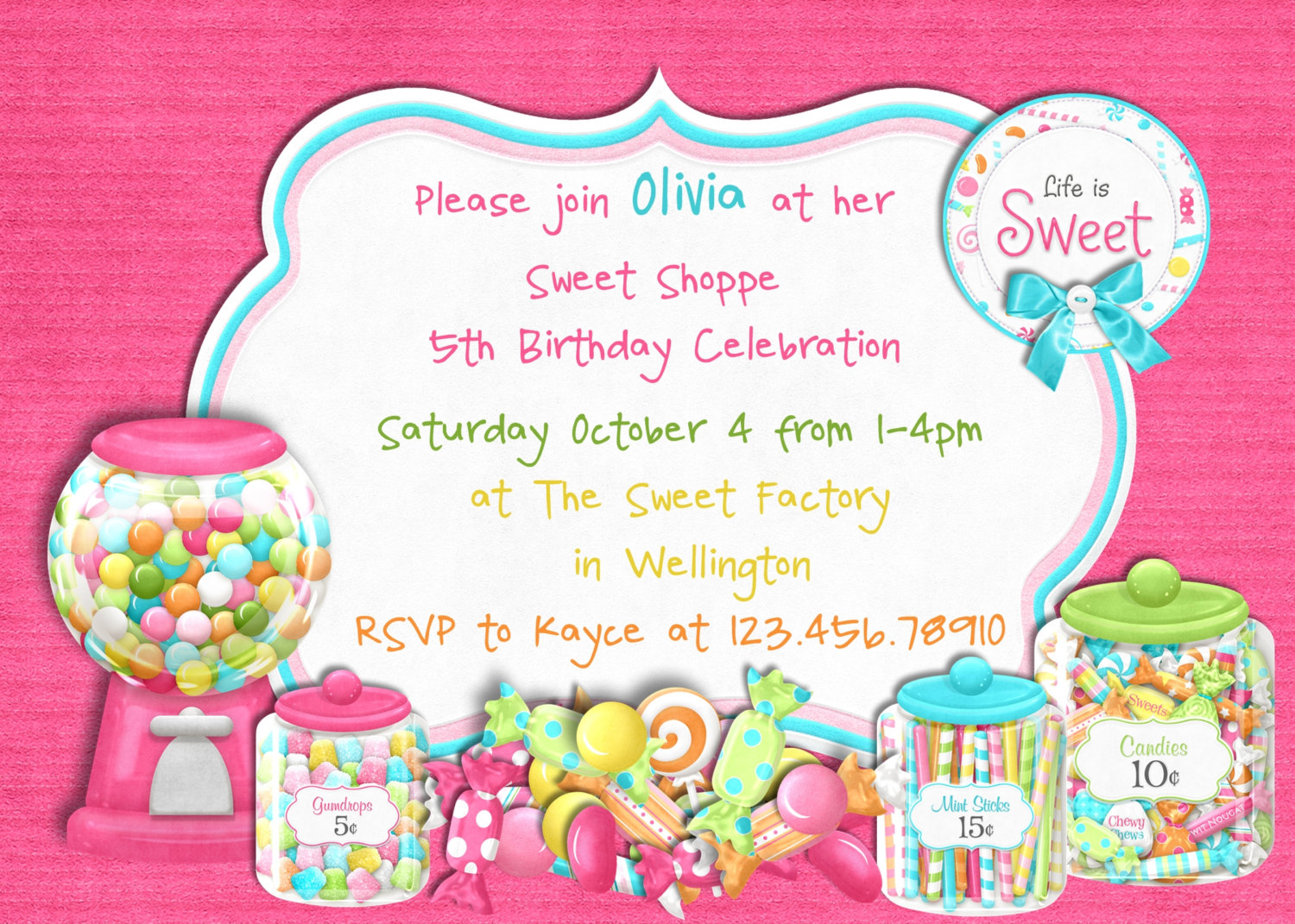 Candy Themed Birthday Party Invitations DolanPedia Invitations Template