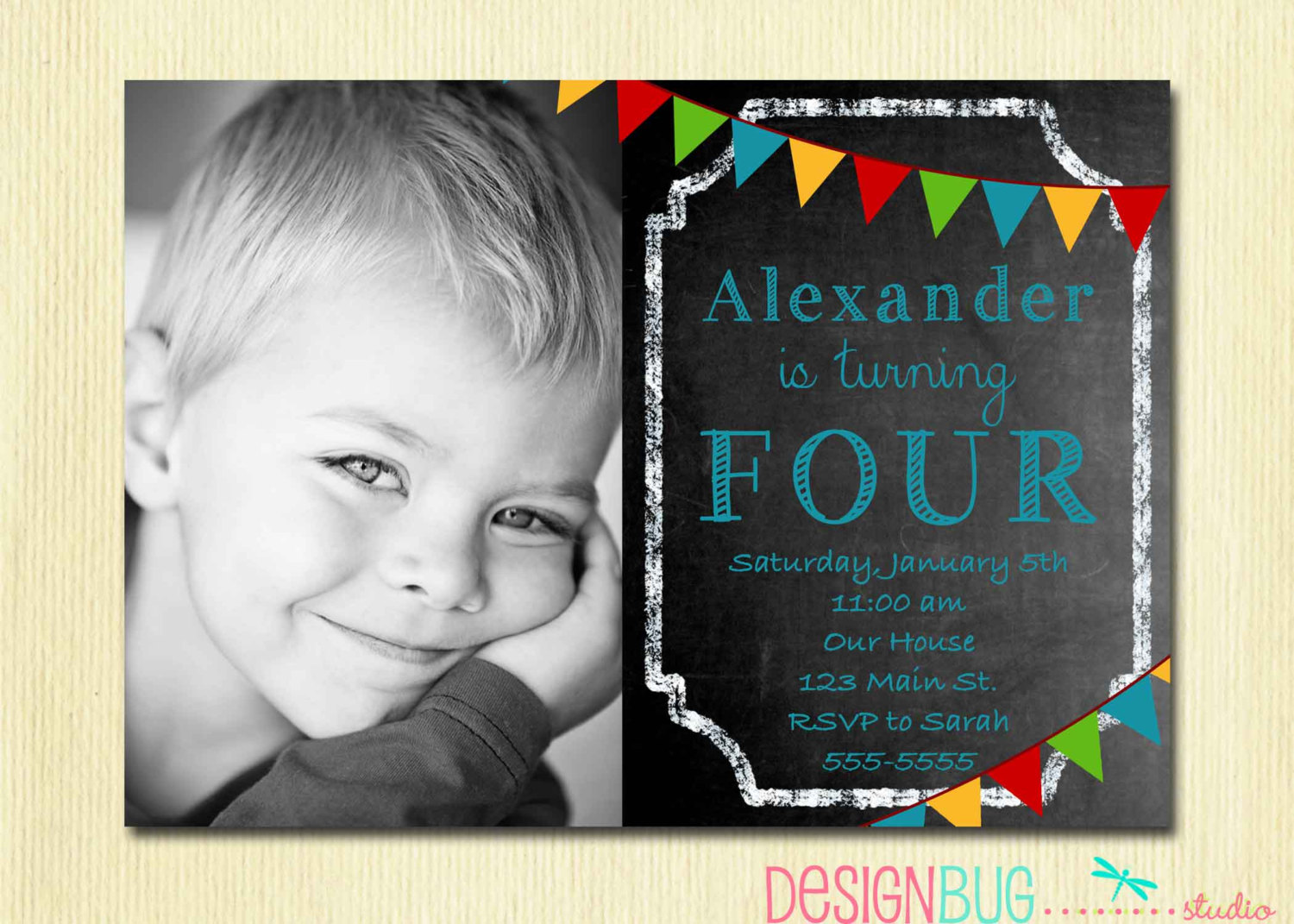 Birthday Invitation Card 5 Years