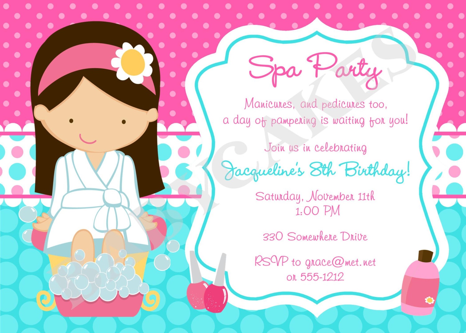 Free Printable Spa Birthday Party Invitations Dolanpedia