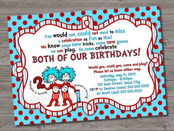 Thing 1 And Thing 2 Birthday Invitations Dolanpedia