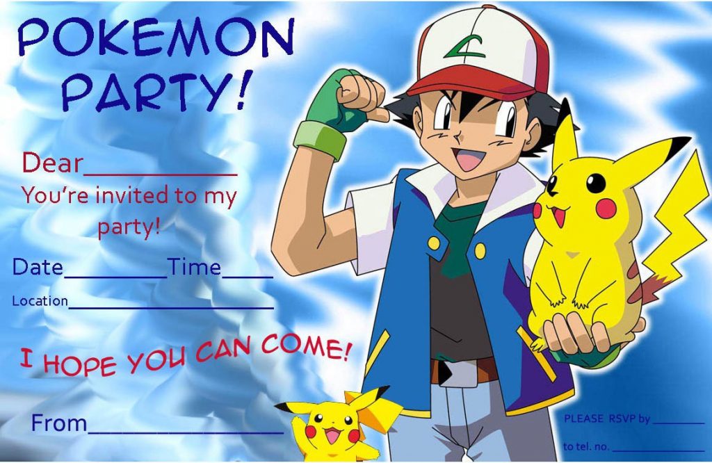Free Printable Ash and Pikachu Birthday Invitation Dolanpedia