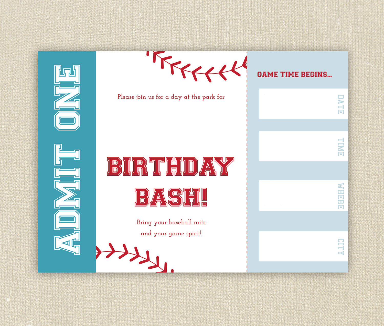 Baseball Party Invitations Free Printable Paper Trail Design