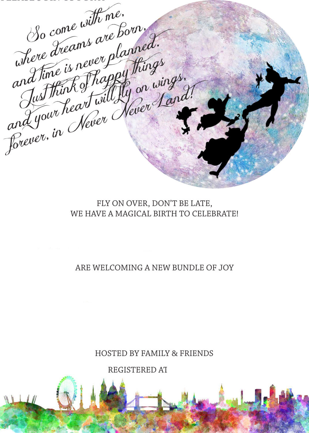Free Printable Peter Pan In Neverland Baby Shower Invitation Dolanpedia