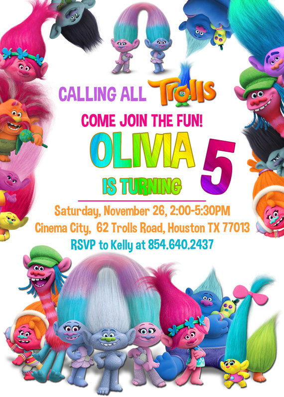 Free Printable Trolls Birthday Invitations