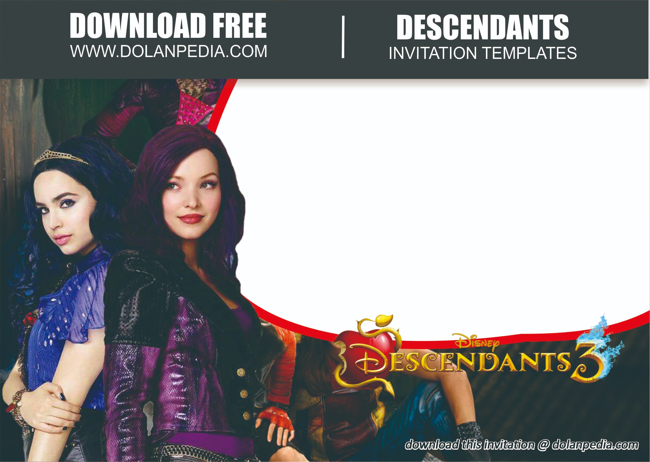 Free Printable Disney Descendants 3 Birthday Invitations
