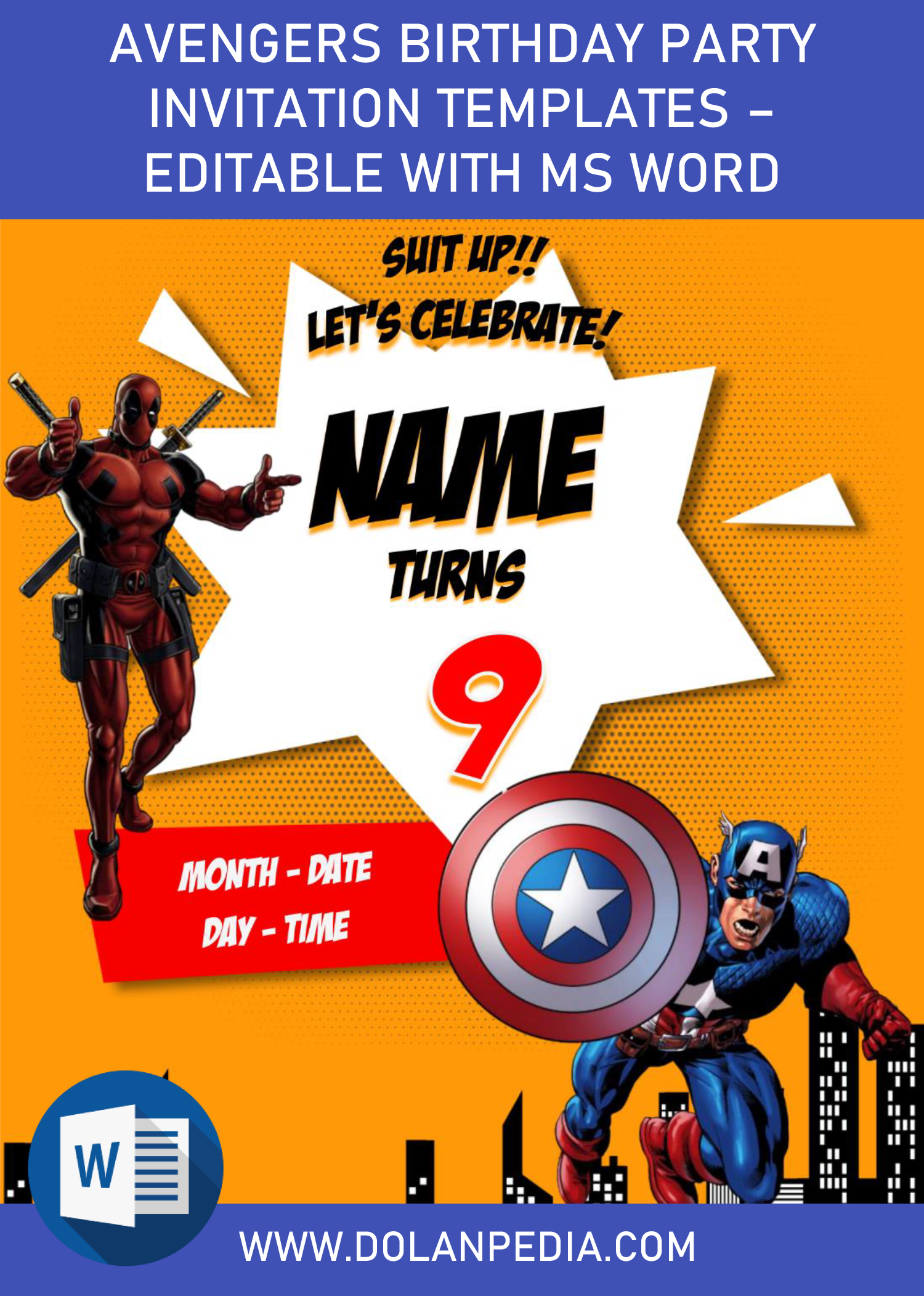 Avengers Birthday Party Invitation Templates – Editable With MS For Avengers Birthday Card Template