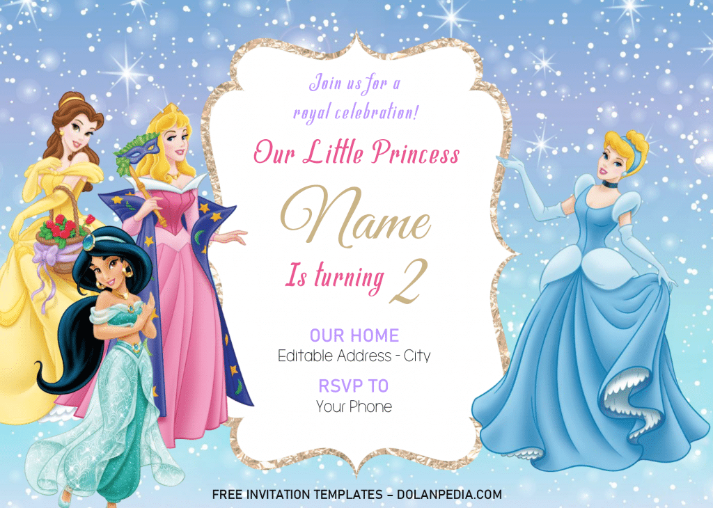 Disney Princess Invitation Templates Editable With MS Word Dolanpedia