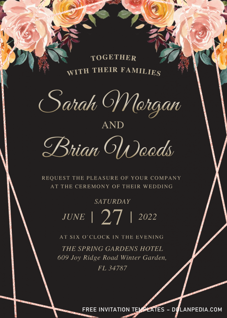 Rose Gold Geometric Invitation Templates – Editable .Docx | Dolanpedia