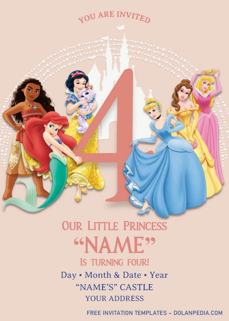 Disney Princess Birthday Invitation Templates Editable With Ms Word