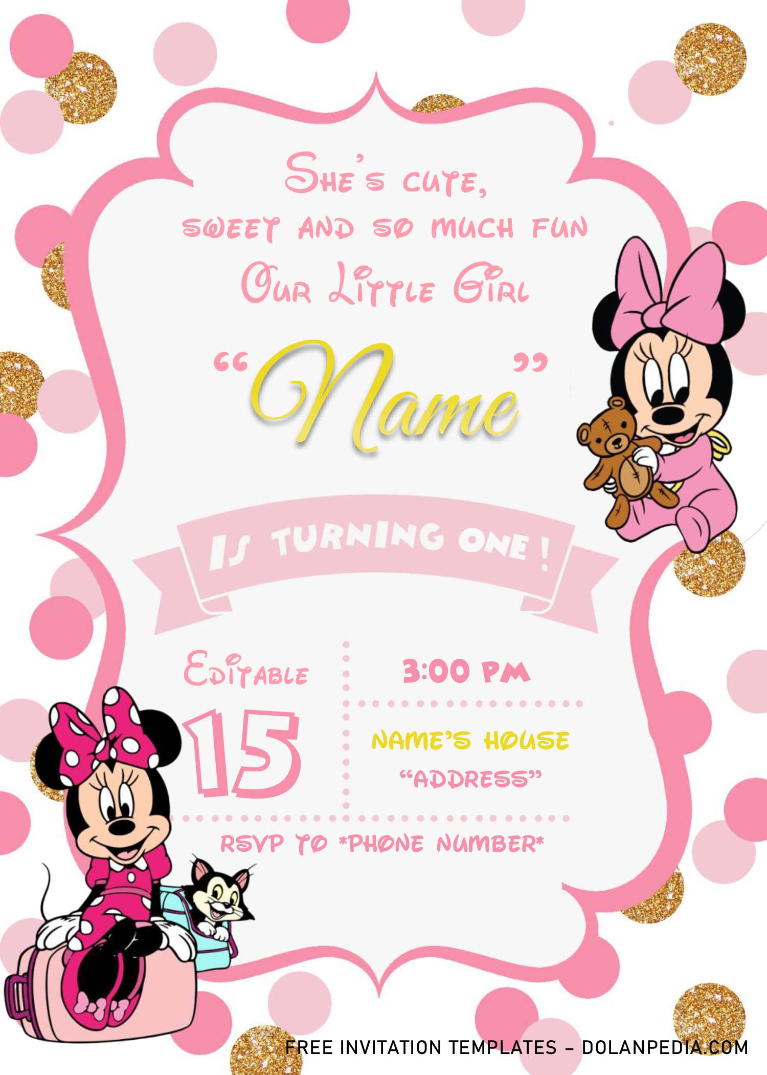 Pink And Gold Glitter Minnie Mouse Baby Shower Invitation Templates pink-and-gold-glitter-minnie-mouse-baby-shower-invitation-templates