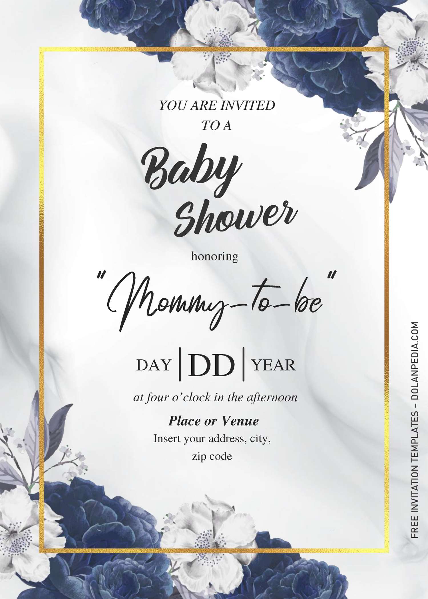 Dusty Blue Rose Baby Shower Invitation Templates – Editable With With Regard To Free Baby Shower Invitation Templates Microsoft Word