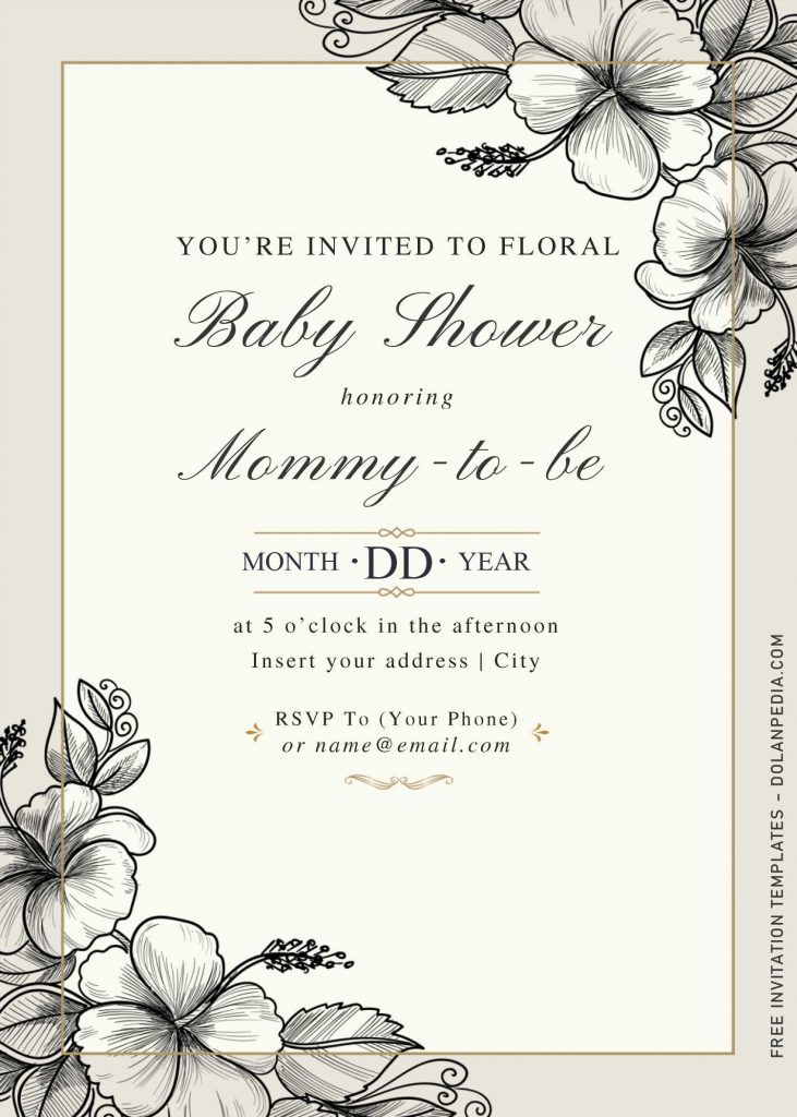 Free Hand Drawn Vintage Floral Wedding Invitation Templates For Word and has 