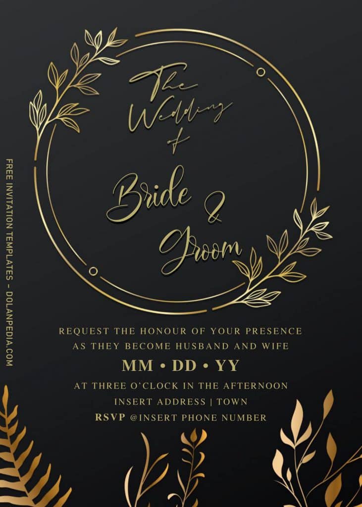 Free Elegant Black And Gold Wedding Invitation Templates