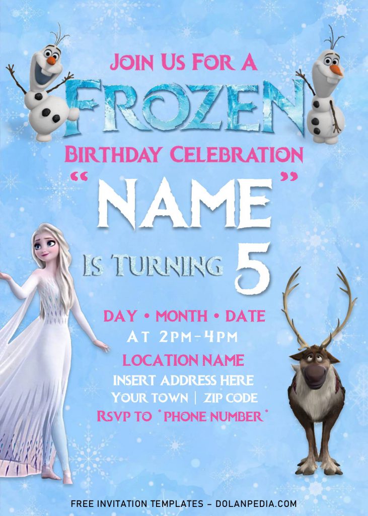Free Frozen 2 Birthday Invitation Templates For Word and has Elsa and Sven