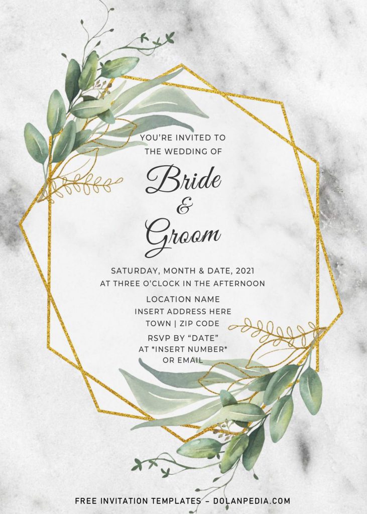 Free Stunning Gold Glitter Boho Wedding Invitation