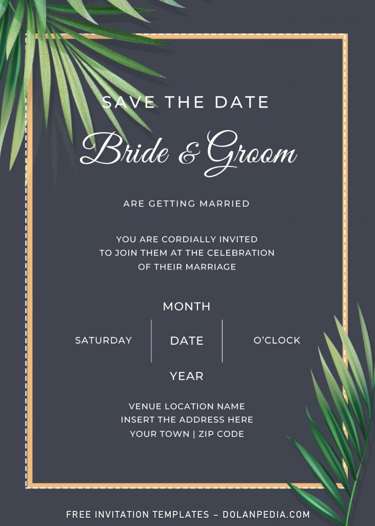 Free Greenery Wedding Invitation Templates For Word and has dark gray background