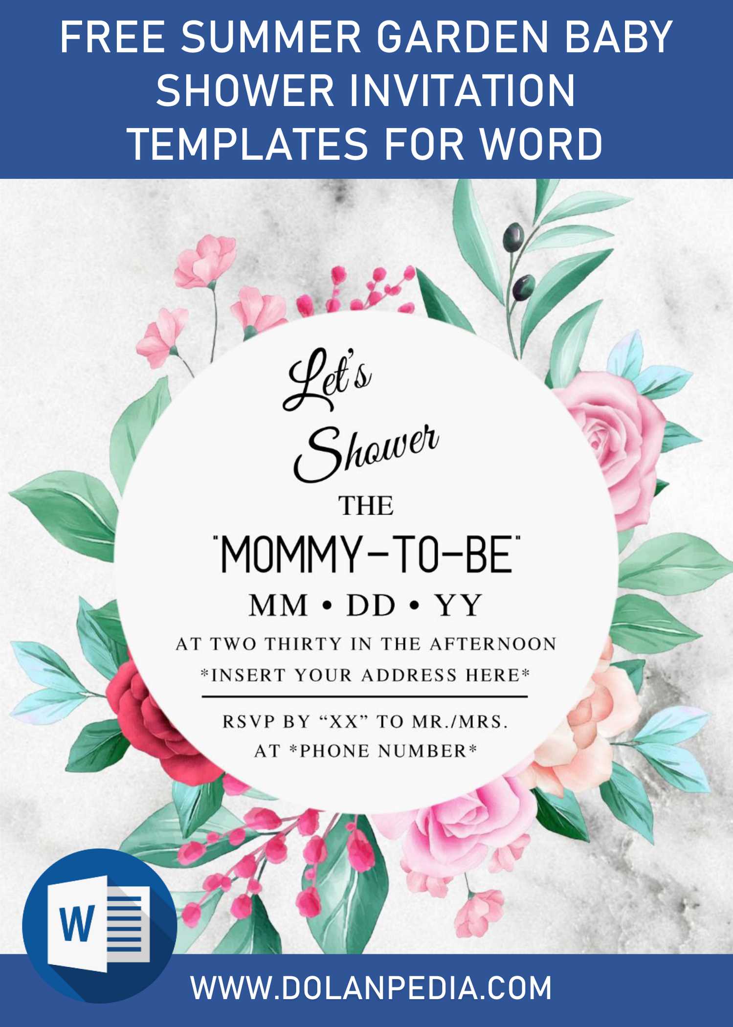 Printable digital template Girl Templett Editable Floral Watercolor Adoption Baby shower party invitation Garden Welcome home forever