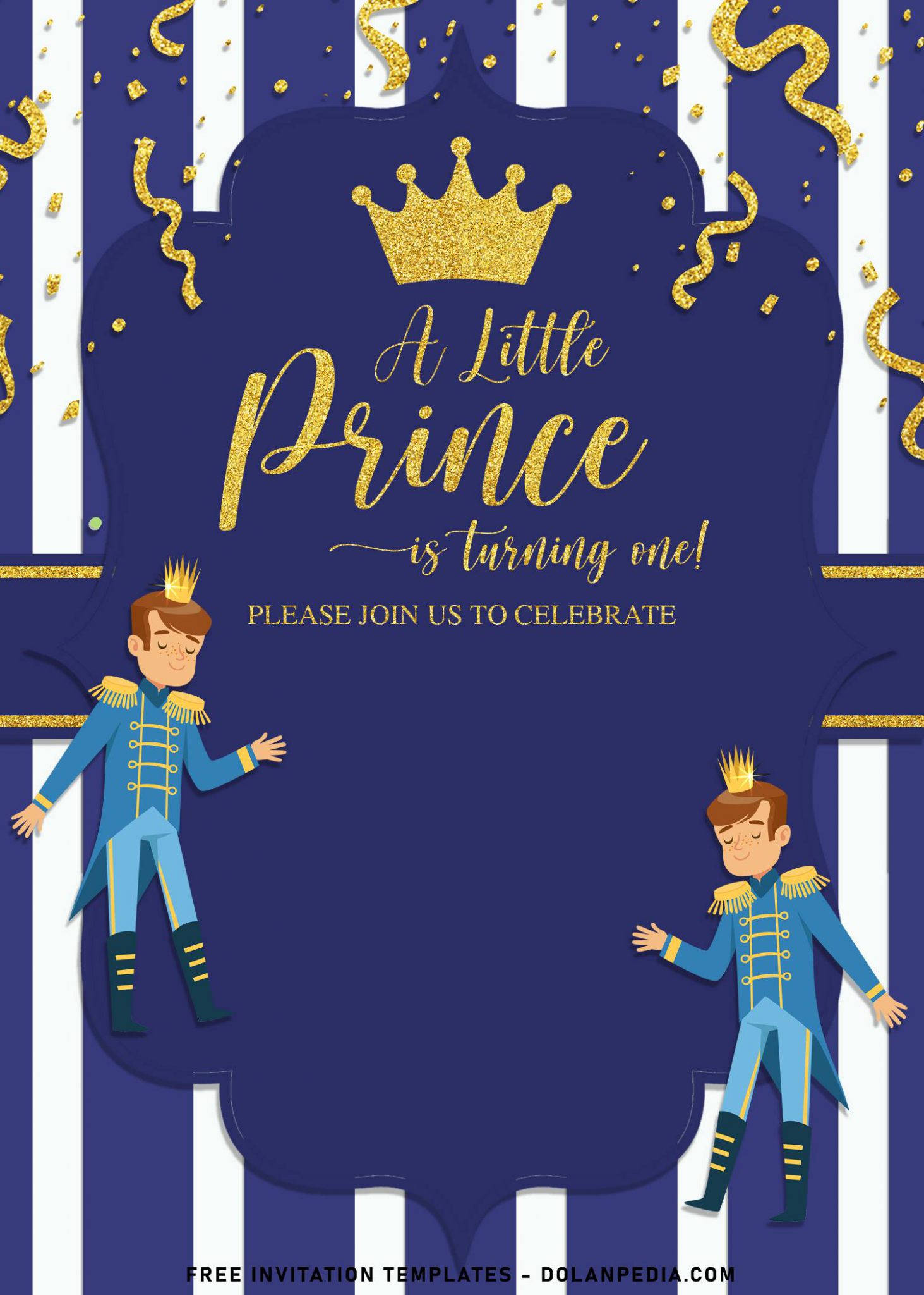 Printable Prince 1st Birthday Invitations