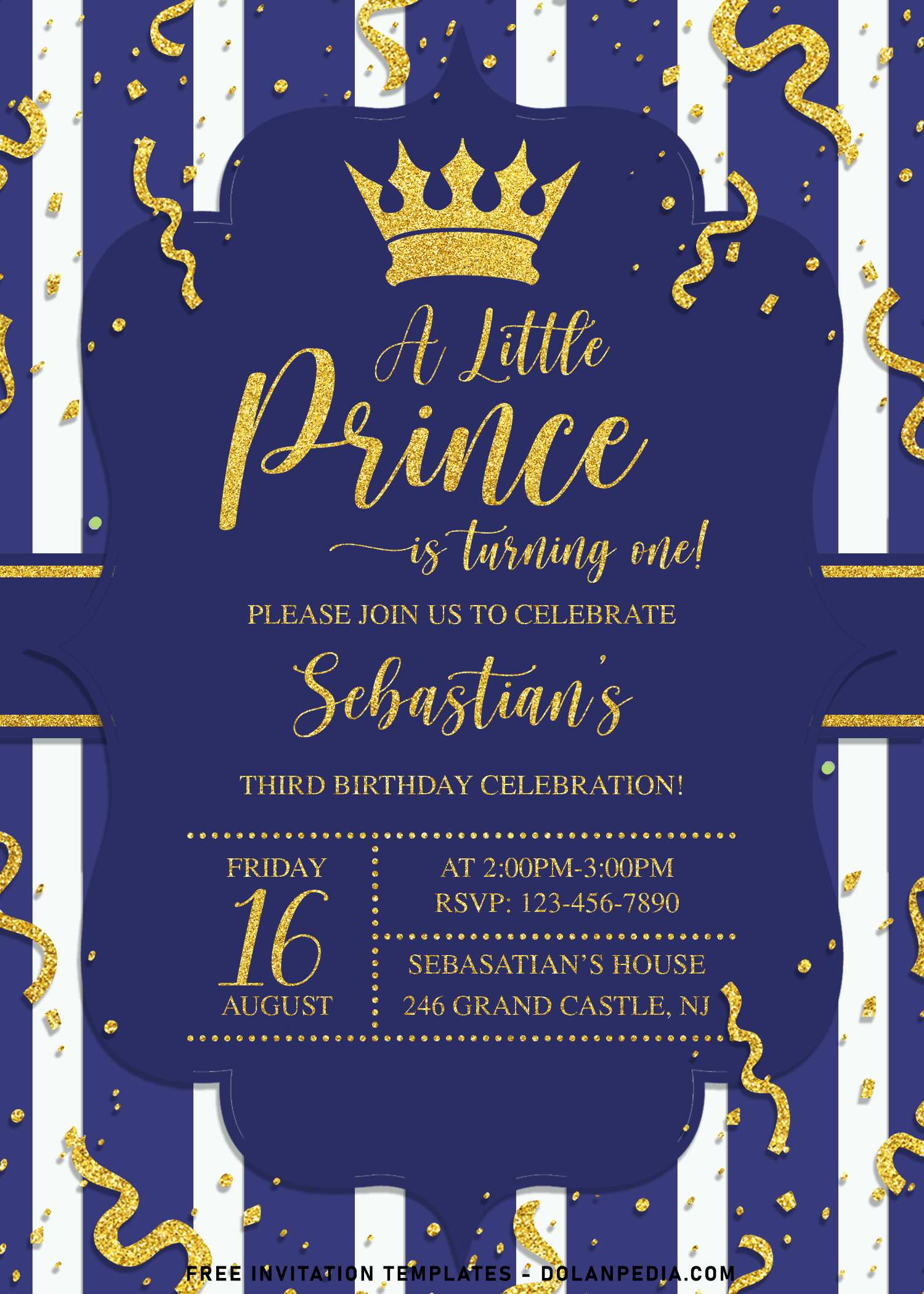 Prince Theme Birthday Invitation Template