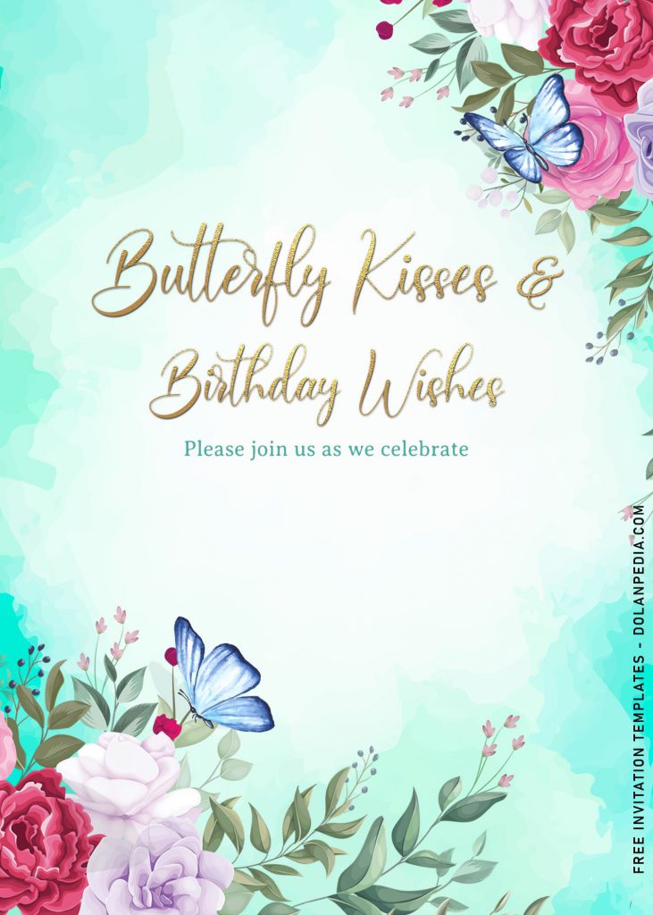 7+ Beautiful Magical Watercolor Butterfly Birthday Invitation Templates and has watercolor flower border