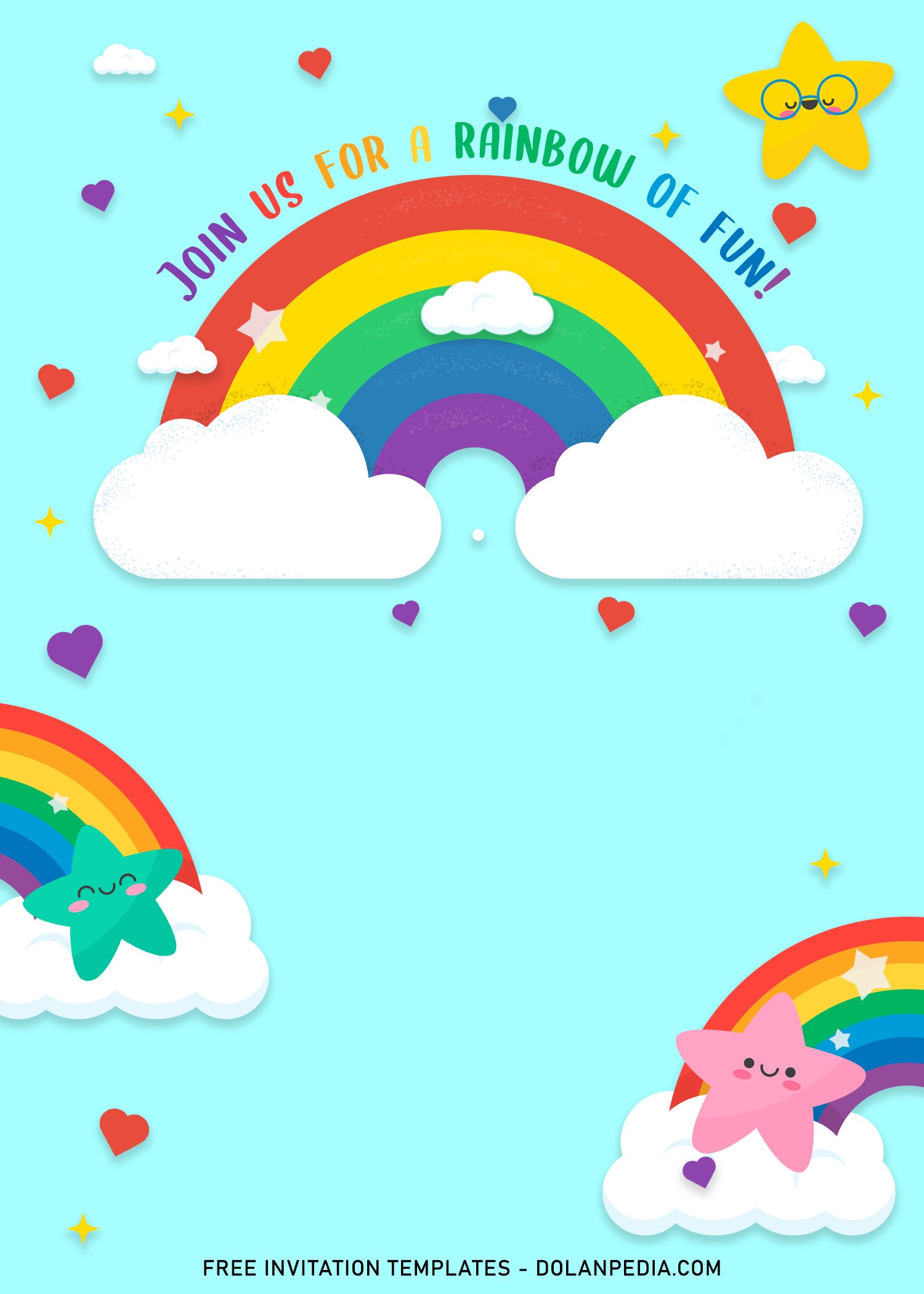 Free Printable Rainbow Birthday Invitation Templates