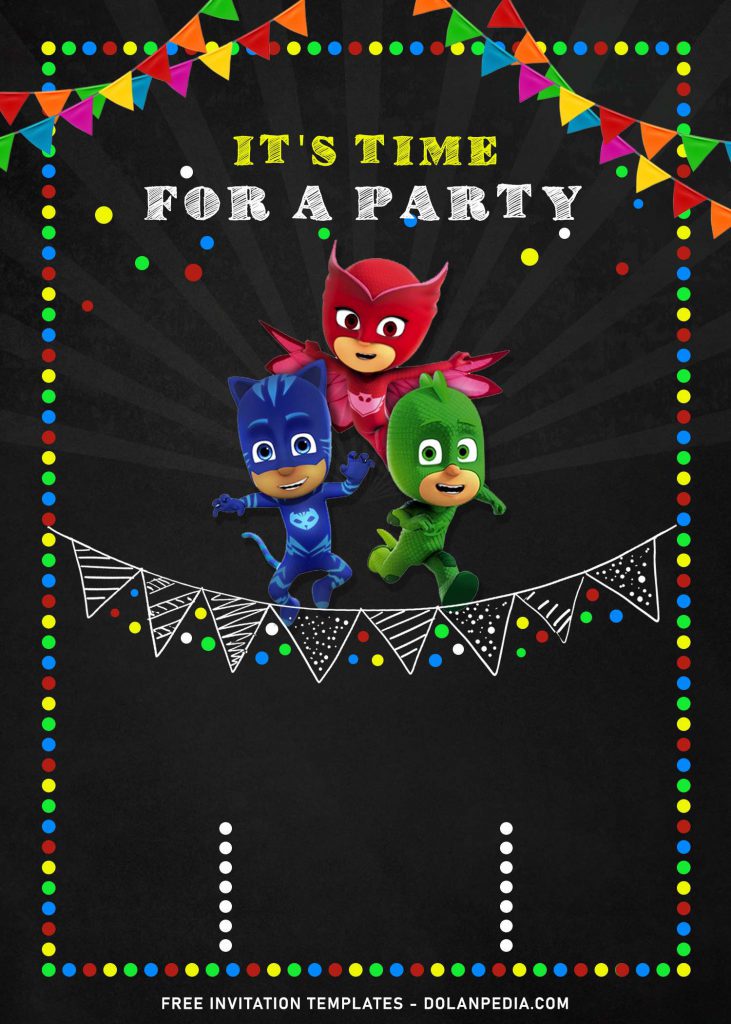 7+ Cool PJ Masks Themed Birthday Invitation Templates For Your Kid's Birthday Party and has Gecko and Owlette